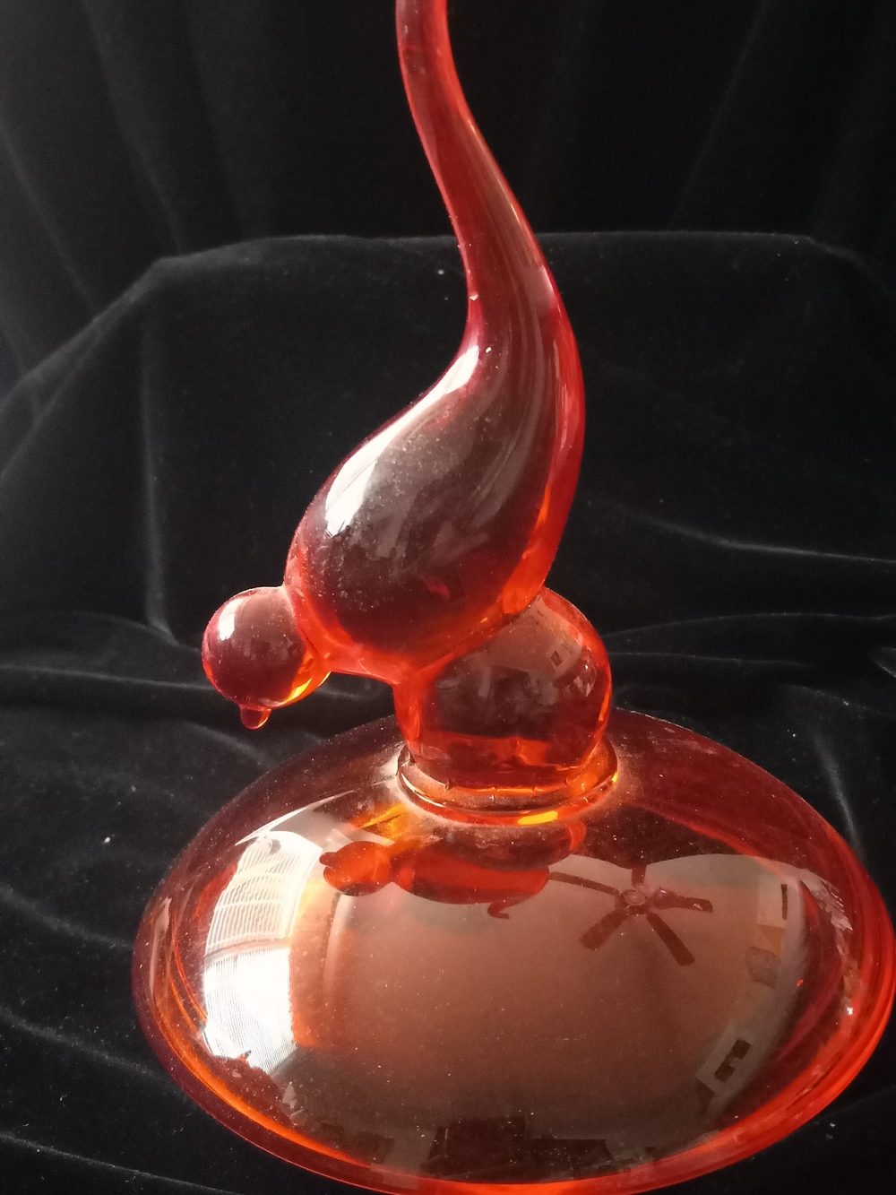 Sculpture Art Piece  Red-Orange Art Glass Bird Sculpture